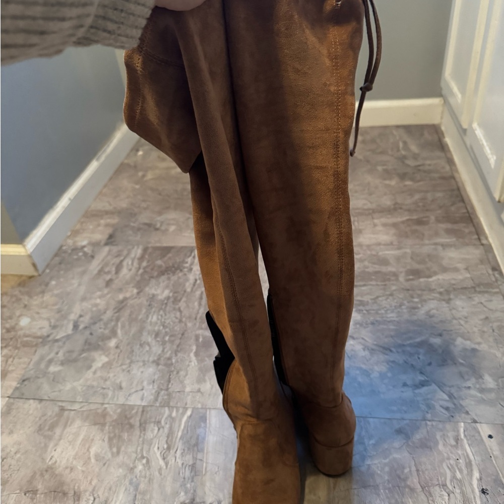 Brown Suede Over-the-Knee Boots